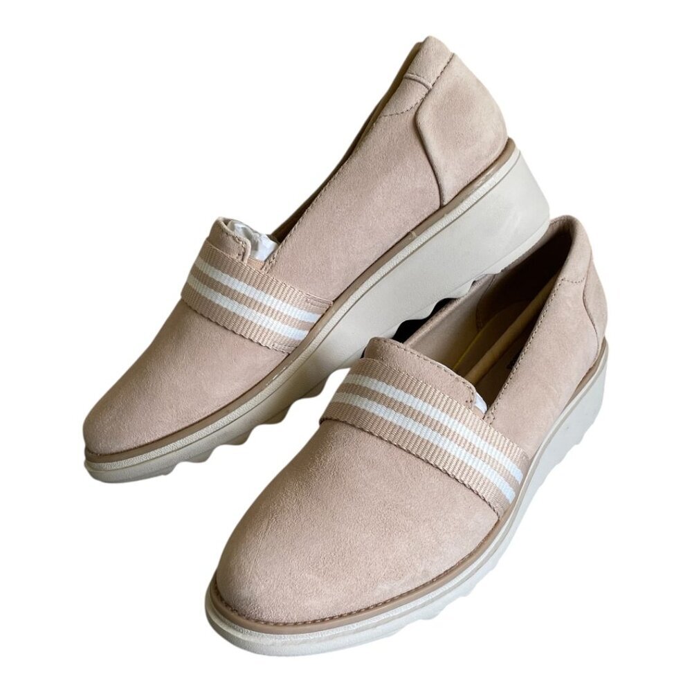 Clarks Women's Cream Loafers with White Accents
